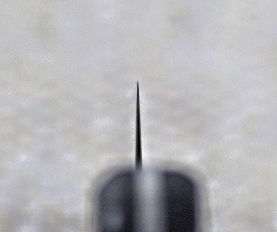 Ohishi VG5 Petty (Utility) Japanese kitchen knife close up of the blade bevel